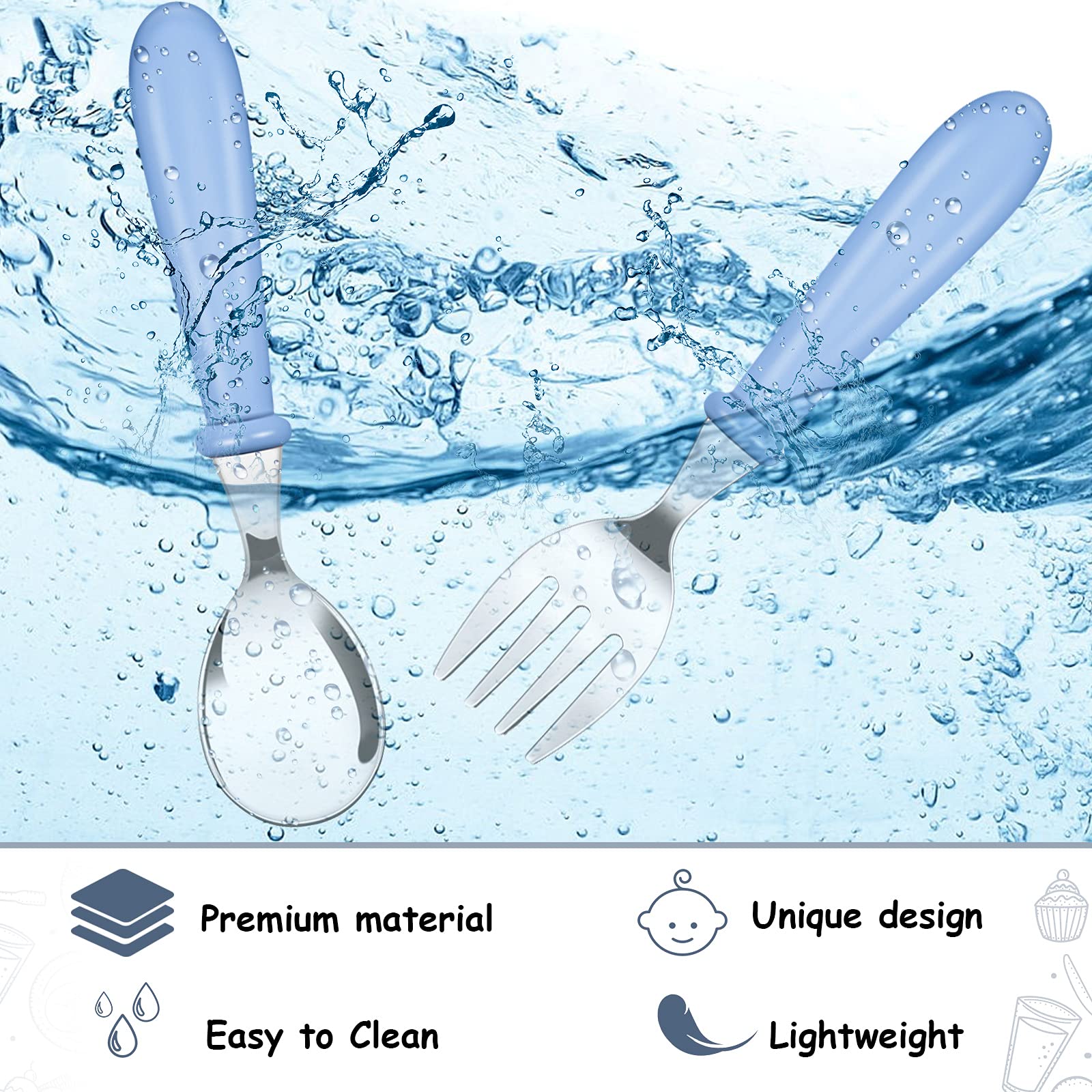 12 Pieces Kids Fork and Spoon Silverware Set Stainless Steel Utensils Flatware Round Handle Utensils Kids Silverware Cutlery Set